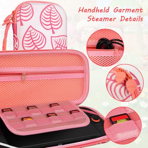 TIKOdirect Carrying Case for Switch 2, Shockproof Portable Travel Bag with Glitter Galaxy case, Screen Protectors and Cute Leaf Thumb Grips Caps, Pink Kit - color: Pink Kit