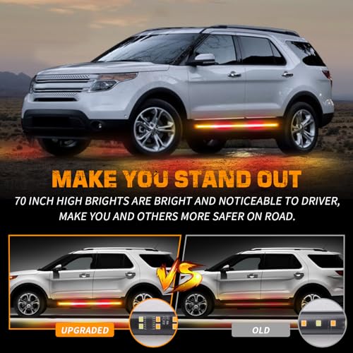 XRIDONSEN 2PCS 60 inch Running Board Strobe Lights Truck Emergency Lights - color: Amber/Red