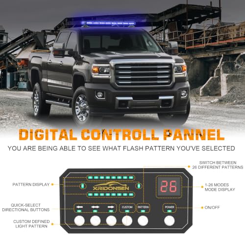 XRIDONSEN 37 Inch104 LED Roof Strobe Light Bar Rooftop Magnetic lights - color: Blue