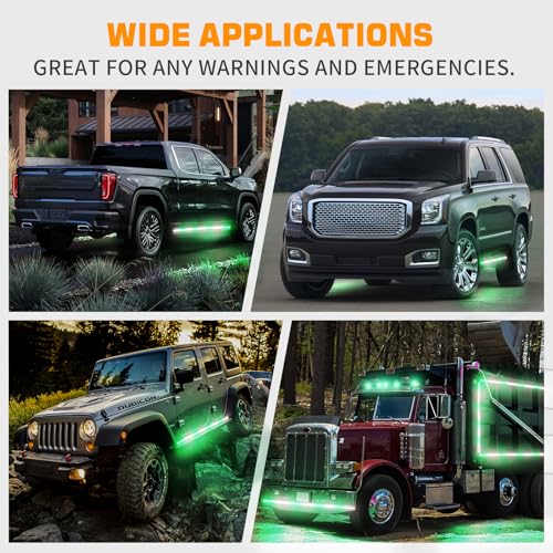 XRIDONSEN 2PCS 70 inch Running Board Strobe Lights 864 LED Emergency Lights - color: Green/White