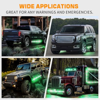 XRIDONSEN 2PCS 70 inch Running Board Strobe Lights 864 LED Emergency Lights - color: Green/White