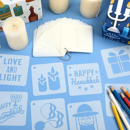 Augshy 56pcs Hanukkah Stencils for Baking Painting, Dreidel Menorah - style: Hanukkah