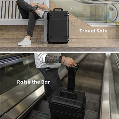 Seahorse 920 Professional Suitcase - TSA Approved, Mil Spec, IP67 Waterproof, USA Made, Secure Lockable Protective Wheeled Hard Case for Travel Enthusiasts - color: Yellow, style: 920 Empty