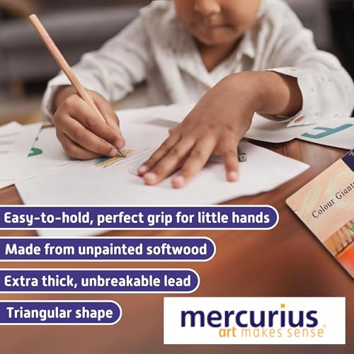 Mercurius AMS Color Giant Pencils, Set of 12 in Tin Case