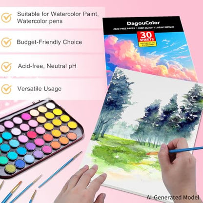 DagouColor Watercolor Paper Pad, 30 Sheets - Cloud Pink, A4, 2 Pack - color: Cloud Pink