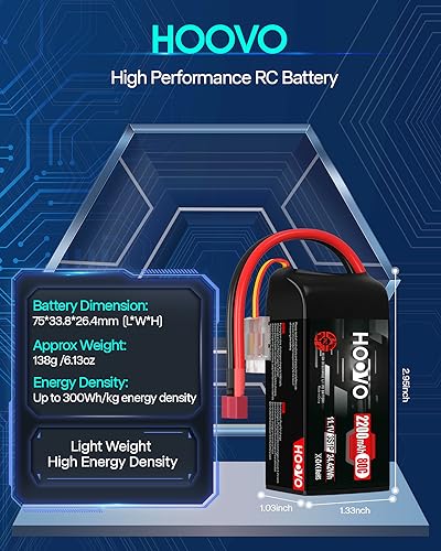 HOOVO 3S Lipo Battery, 80C 2200mAh 11.1V Shorty Lipo Battery Pack T Plug
