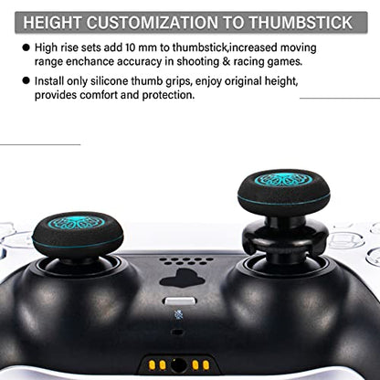 FPS Thumbstick Extender & Printing Rubber Silicone Grip Cover 2 Sets for PS5 & PS4 Controller (Cthulhu Abyss Blue) - color: 1