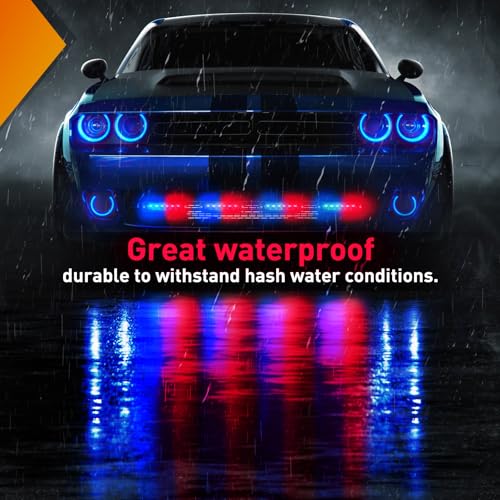 Nilight 6LED Emergency Strobe Lights 4PCS Ultra Slim Surface Mount Hazard Caution Light bar 12-24V Sync Feature Warning Flashing Light kit for Truck Car Vehicle ATV SUV UTV Red and Blue - color: Red and Blue