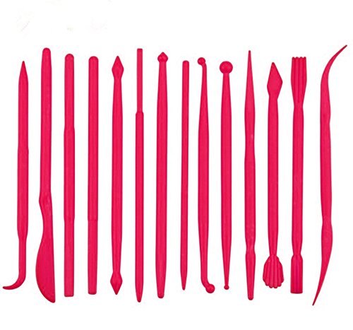 yueton 14pcs Set Plastic Crafts Clay Modeling Tool for Shaping and Sculpting (Hot Pink)