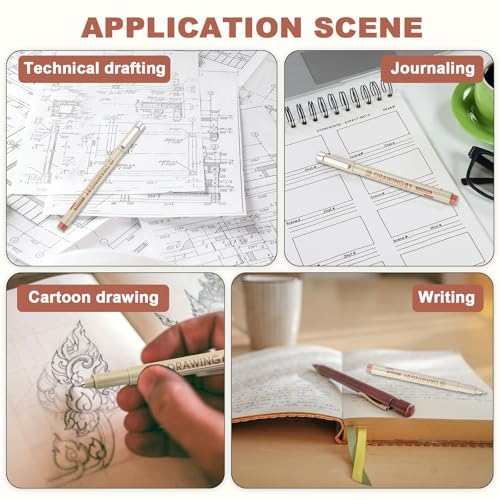 MECCANIXITY 01 Fineliner Ink Pens, 3Pcs 0.25mm Brown Micro Pens with Waterproof Archival Ink for Watercolor Sketching Cartoon Technical Drawing - style: 01#