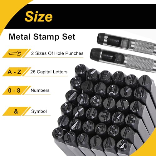 WorkBless 36 Pack 1/2-Inch Metal Stamping Kit Steel Letter Stamp Set