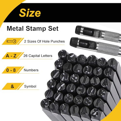 WorkBless 36 Pack 1/2-Inch Metal Stamping Kit Steel Letter Stamp Set