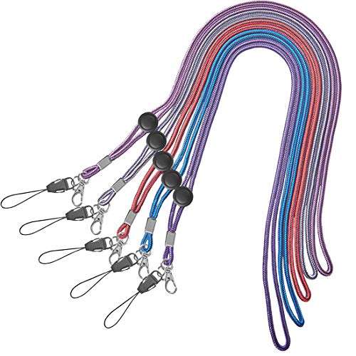 YOUOWO 5Pack Adjustable Neck Lanyards Multicolor with Clip - color: 5 Pack Colors