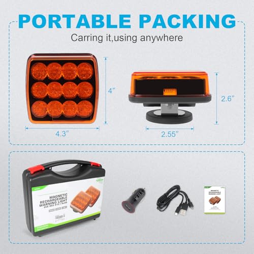 Agrieyes W02 Magnetic Flashing Lights, Wireless Strobe Lights,Amber - color: Amber