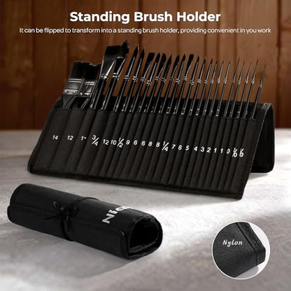 Nicpro 24Pcs Watercolor Brushes, Professional Paint Brushes for Artists - color: Black