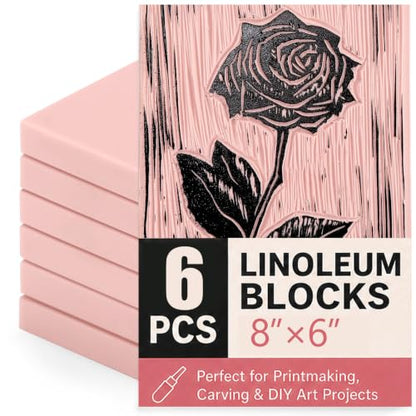 Bobblebro 6 PCS 8"x6" Soft Linoleum Blocks for Printmaking & Stamp Making - style: 8X6-6PCS