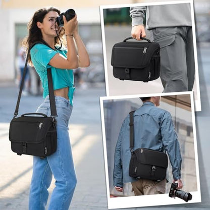 RAINSMORE Camera Bag, DSLR SLR Mirrorless Camera Case for Photographer - color: Black