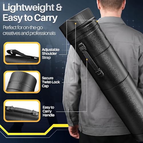 Flexzion Extra Large & Wide Poster Tube with Strap, Telescoping 30-54 in - size: Extra Large & Wide