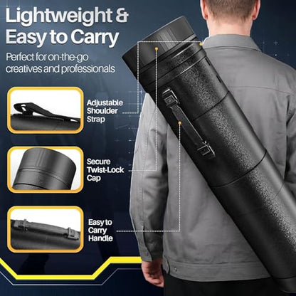 Flexzion Extra Large & Wide Poster Tube with Strap, Telescoping 30-54 in - size: Extra Large & Wide