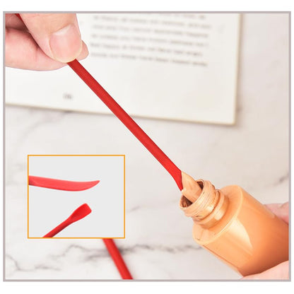 4x Mini Silicone Long Spatulas Makeup Scooper for Cosmetics Cream - color: 4pcs Red