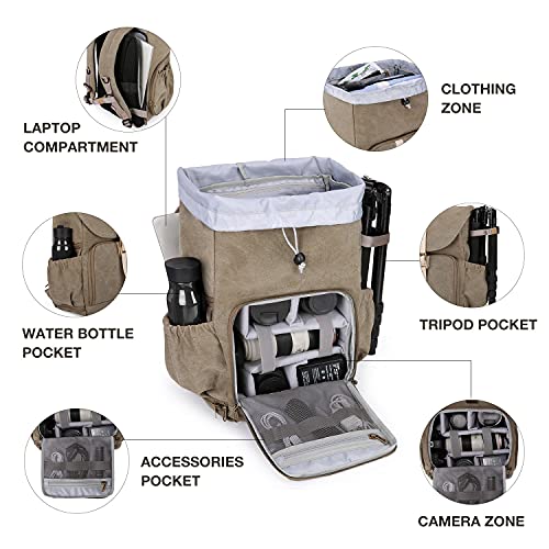 BAGSMART Camera Backpack DSLR Camera Bag Backpacks for Photographers - color: D-green[single Buckle]