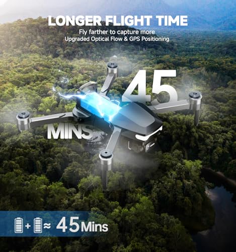 GPS Drones with Camera for Adults 4K, Foldable Drone with Brushless Motor, Auto Return/Follow, Tap Fly/Circle Fly, Beginner-Friendly One Key Start, 45 Mins Flight, Under 249g
