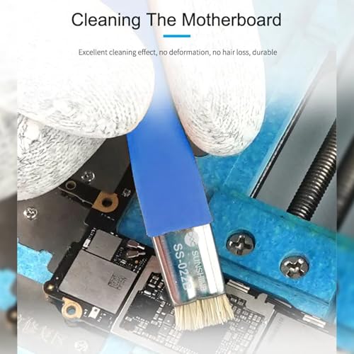 2Pcs Double Head ESD Safe Brush, Anti-Static Phone Motherboard PCB Cleaning Brush for Mobile Phone PC Repair Electronic Components Circuit Board IC Clean Remove Glue Tools,Blue