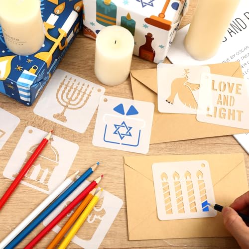 Augshy 56pcs Hanukkah Stencils for Baking Painting, Dreidel Menorah - style: Hanukkah