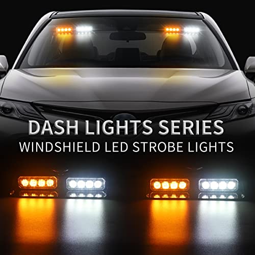 XRIDONSEN 2 in 1 Dash Strobe Lights Interior Windshield Warning Lights - color: Amber/White
