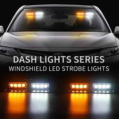 XRIDONSEN 2 in 1 Dash Strobe Lights Interior Windshield Warning Lights - color: Amber/White