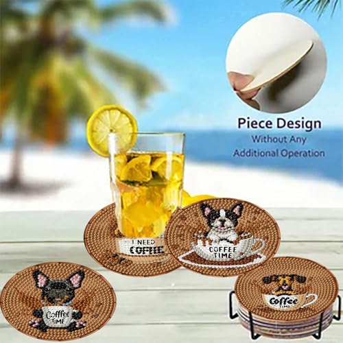 8 Pack Diamond Art Coasters,Coffee Dog Diamond Painting Coasters Kits - color: Coffee Dog Coasters