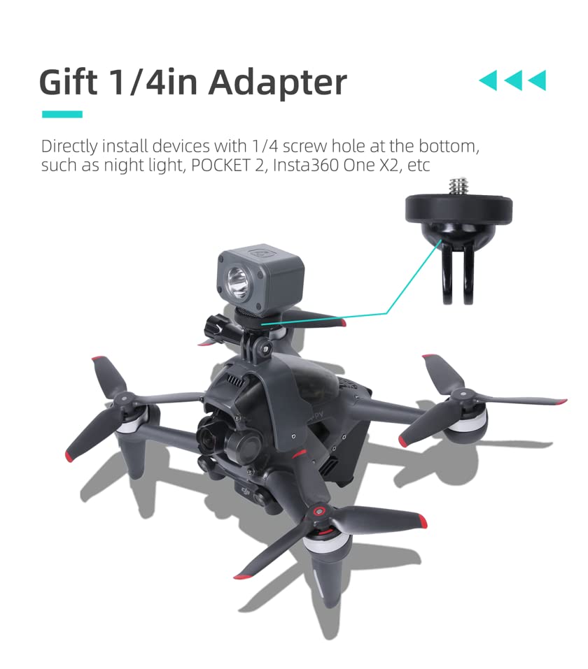 BTG DJI FPV Drone Action Camera Mount Holder for DJI Action 5 4 3 2/Pocket 3 2 /GoPro Series/Fimi Palm 2 / Insta360 X3 Go 3S ONE X2 R/Night Light/Fill Light Sport Camera Mount Extensions