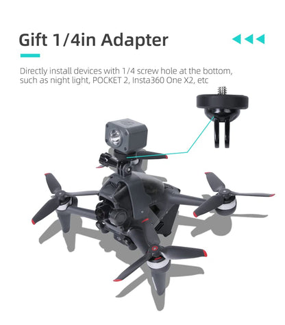 BTG DJI FPV Drone Action Camera Mount Holder for DJI Action 5 4 3 2/Pocket 3 2 /GoPro Series/Fimi Palm 2 / Insta360 X3 Go 3S ONE X2 R/Night Light/Fill Light Sport Camera Mount Extensions