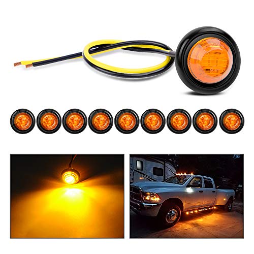 Nilight 3/4" Round LED Clearance Marker Lights, Amber, 10-Pack - color: Amber 10Pcs