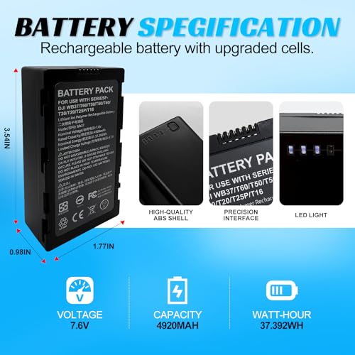 Replacement for DJI WB37 Remote Controller Battery, Compitable with DJI High-Bright Remote Monitor, FPV CrystalSky Monitor and Cendence Controller,etc