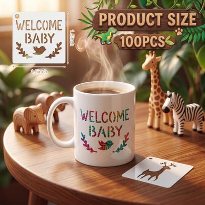 Fainne 100 Pcs 1.5 Inch Safari Theme Small Stencils for Crafts - style: Safari