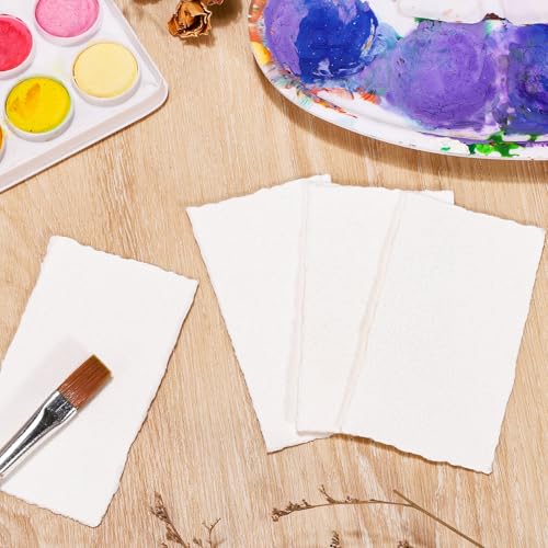 25 Sheets Watercolor Paper, 2 x 3.5, Deckled Edge Handmade Paper - size: 2 x 3.5 inch