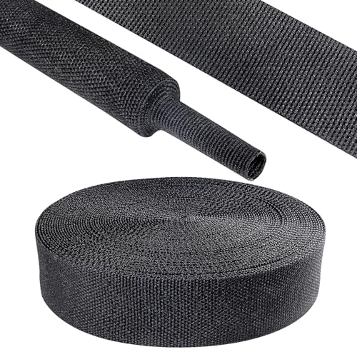 2 in 1 Heat Shrink Braided Sleeving Fabric Tubing 1"-60FT - size: 1"(25mm), style: 60FT
