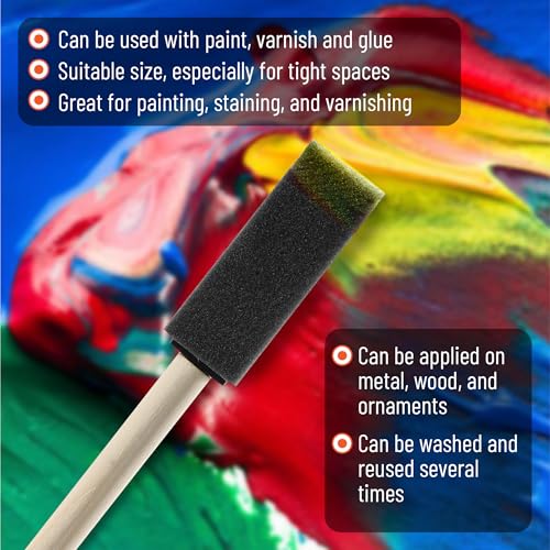 Bates Foam Paint Brushes, 1", 12 Pack - Sponge Brushes for Painting, Staining, and Mod Podge - color: Black, size: 1 inch, 12 Pack