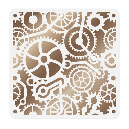 Steampunk Gear Stencil, Gear Wheel Reusable Painting Template - style: Steampunk Gears