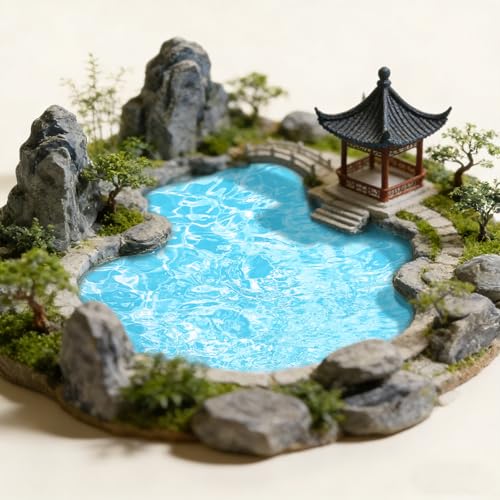 Penitue 6 Sheets Ripple Water Paper, Self-Adhesive Realistic Artificial Ripple Water Effect Paper for DIY Craft Decor Ocean Diorama Miniature River Scenery Sand Table Model (Style B) - style: Style B
