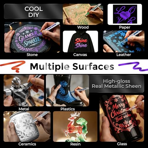 ZSCM Liquid Gloss Metallic Markers, 6 Colors 3D Models Paint Pens - color: 6 Packs-Metallic