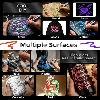 ZSCM Liquid Gloss Metallic Markers, 6 Colors 3D Models Paint Pens - color: 6 Packs-Metallic