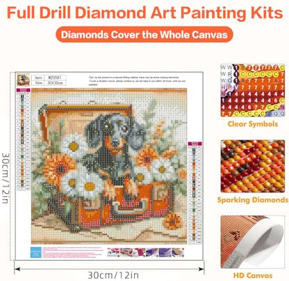 Axquilon Dog Diamond Art Kits for Adults 12x12In - color: Dachshund-1