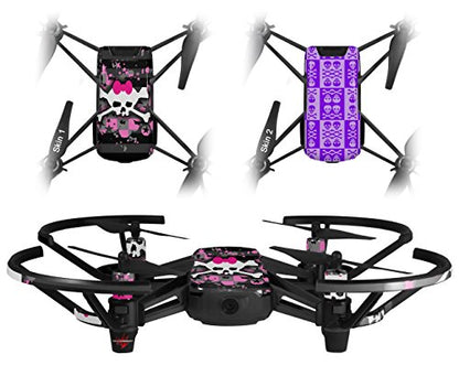 Skin Decal Wrap 2 Pack Compatible with DJI Ryze Tello Pink Bow Skull Drone NOT Included