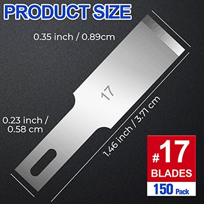 DIYSELF 150 PCS Exacto Knife Blades #17, SK5 Hobby Knife Replacement Blades - size: #17
