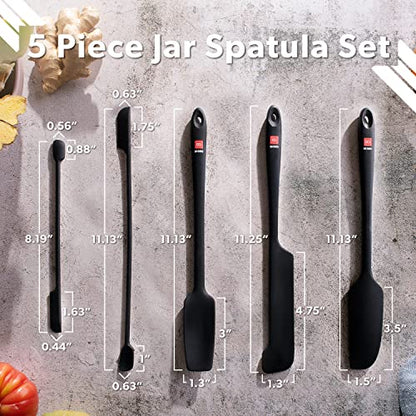 DI ORO Silicone Jar Spatula Set - 600F Heat Resistant, 5-Pc Black - color: Black