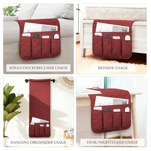 Armchair Caddy for Recliner, Non Slip Sofa Arm Organizer, Red - color: RED