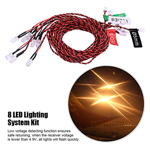 8 LED RC Light Kit, RC Flashing Lighting System, Simulation Flash Lamp for 1/10 RC Airplane Helicopter (4-6V)