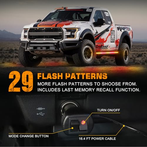 XRIDONSEN 2PCS 60 inch Running Board Strobe Lights Truck Emergency Lights - color: Amber/Red